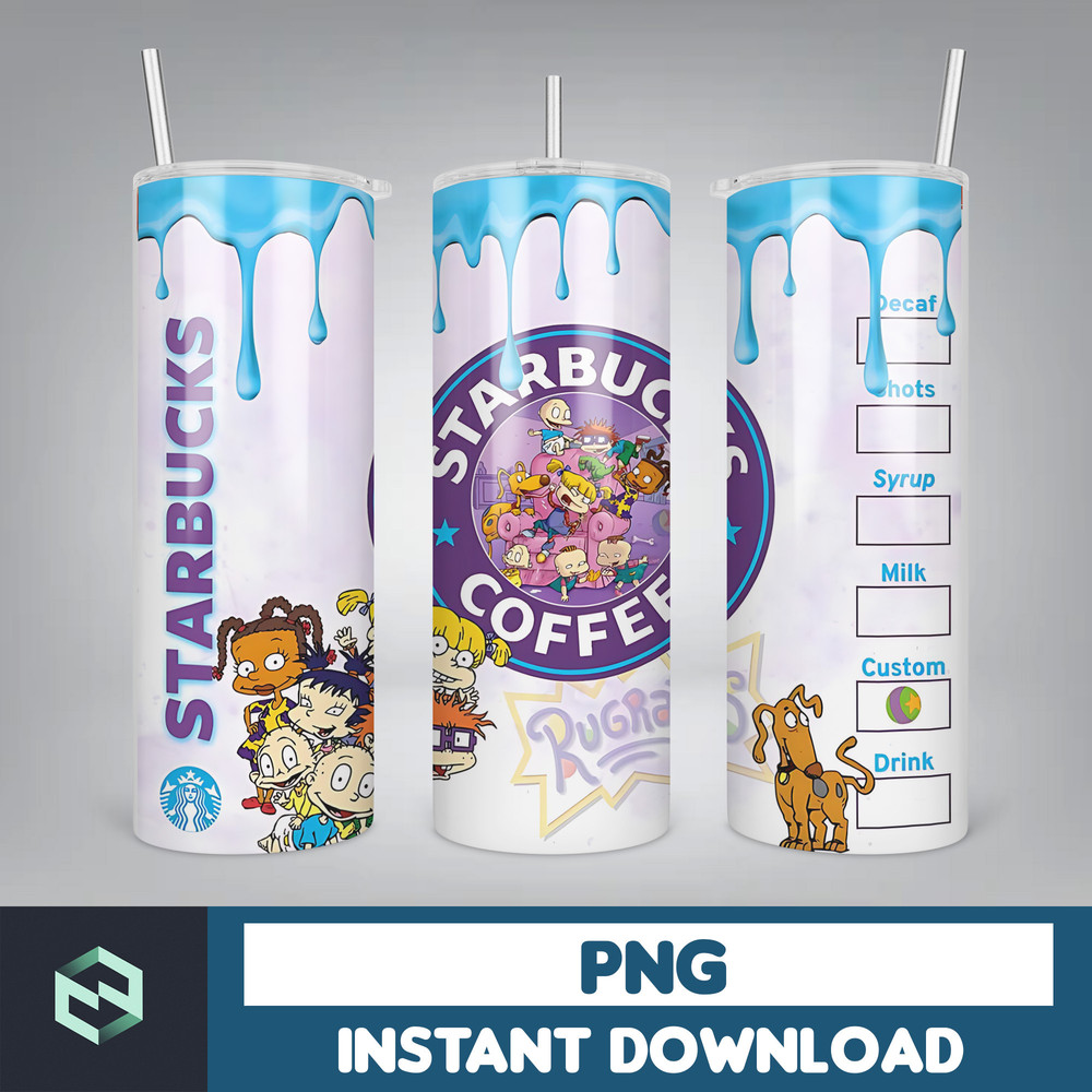 Cartoon Tumbler, Starbucks Tumbler 20oz Skinny Sublimation, Cute Digital Design, PNG Instant Download (46).jpg