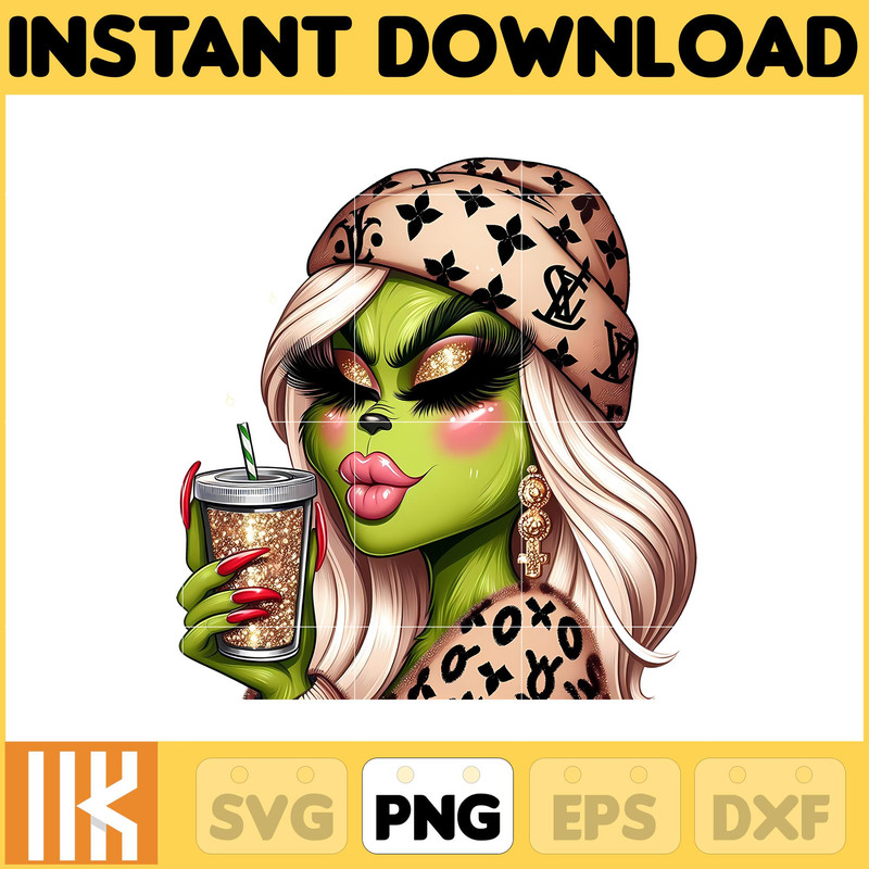 Fashion Girls Png, Leopard Christmas Cartoon Png, Christmas Png, Leopard Grinc Png, Instant Download (17).jpg