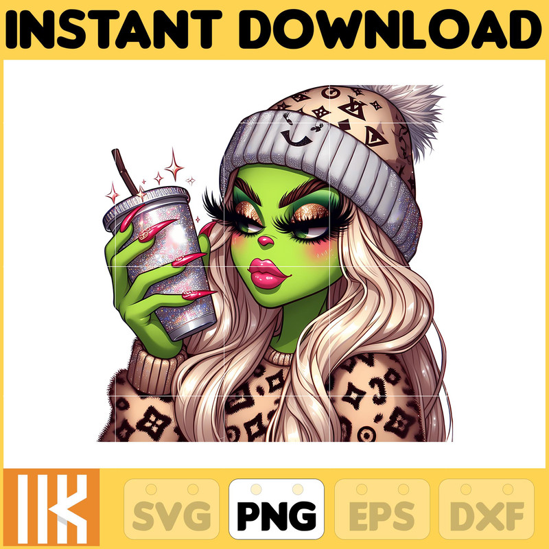 Fashion Girls Png, Leopard Christmas Cartoon Png, Christmas Png, Leopard Grinc Png, Instant Download (18).jpg