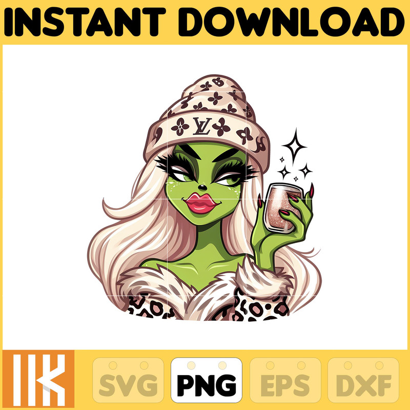 Fashion Girls Png, Leopard Christmas Cartoon Png, Christmas Png, Leopard Grinc Png, Instant Download (5).jpg