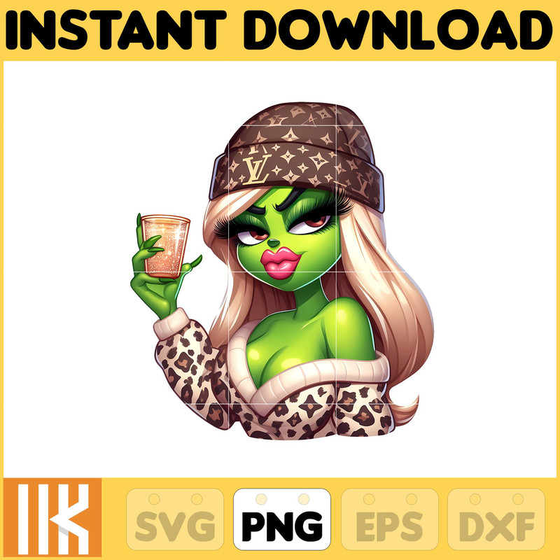 Fashion Girls Png, Leopard Christmas Cartoon Png, Christmas Png, Leopard Grinc Png, Instant Download (6).jpg