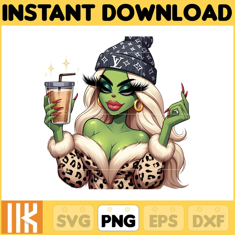 Fashion Girls Png, Leopard Christmas Cartoon Png, Christmas Png, Leopard Grinc Png, Instant Download (8).jpg