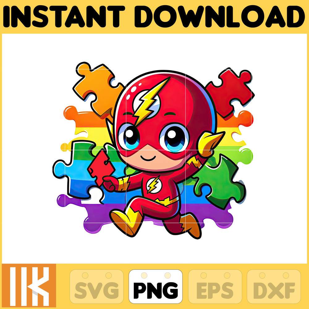 Superhero The Flash Autism Png, Autism Superhero Png, Autism Awareness Png, Be Kind Png , Autism Kid Png, Instant Download.jpg
