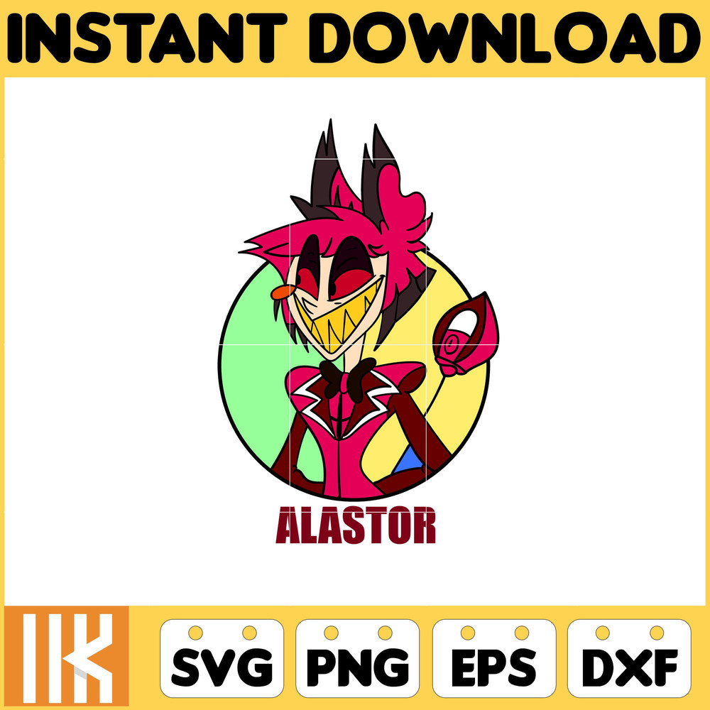 Alastor Sticker Svg, Editable Angel Dust Hazbin Hotel Head, Coloring Pages Svg, Instant Download.jpg