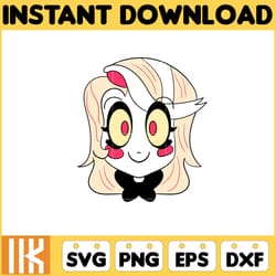 charlie morningstar svg, editable angel dust hazbin hotel head, coloring pages svg, instant download