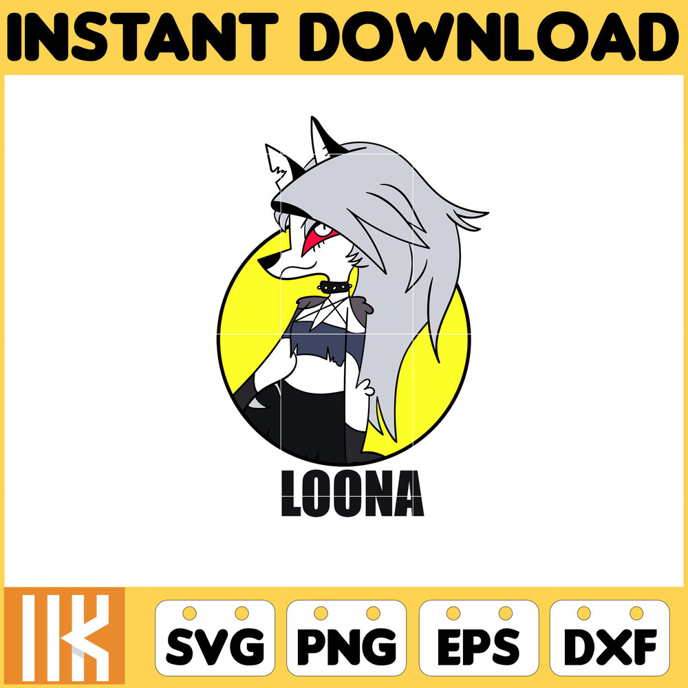 Loona Sticker Svg, Editable Angel Dust Hazbin Hotel Head, Coloring Pages Svg, Instant Download.jpg