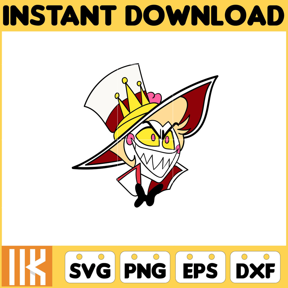 Lucifer Morningstar Head Svg, Editable Angel Dust Hazbin Hotel Head, Coloring Pages Svg, Instant Download.jpg