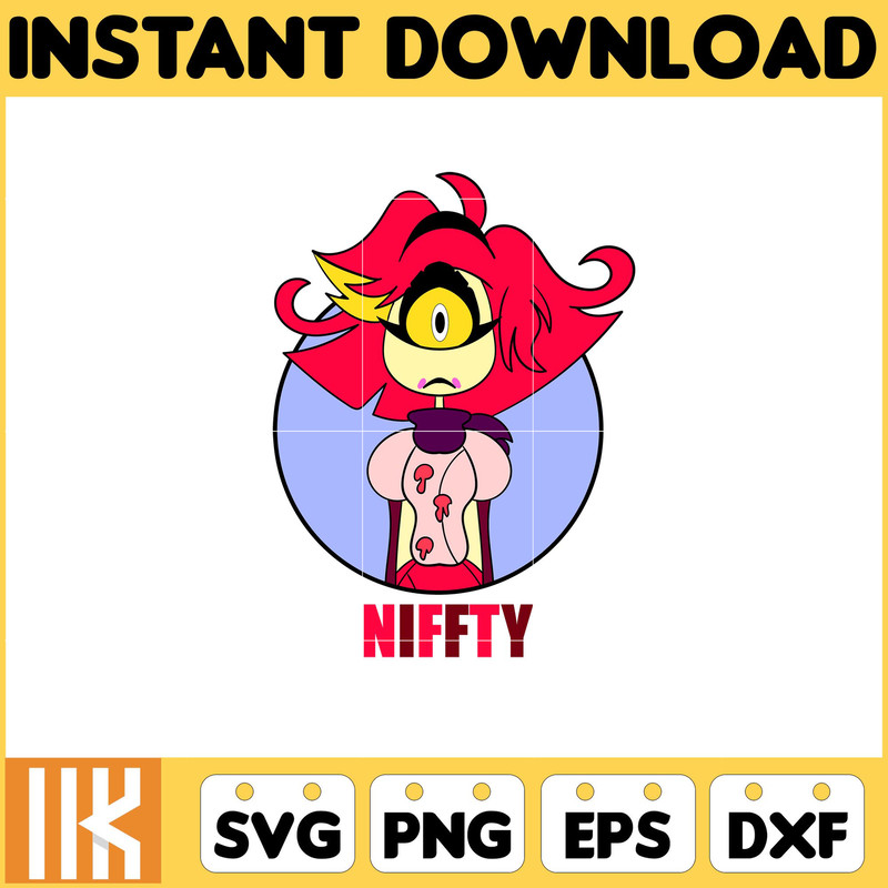 Niffty Sticker Svg, Editable Angel Dust Hazbin Hotel Head, Coloring Pages Svg, Instant Download.jpg