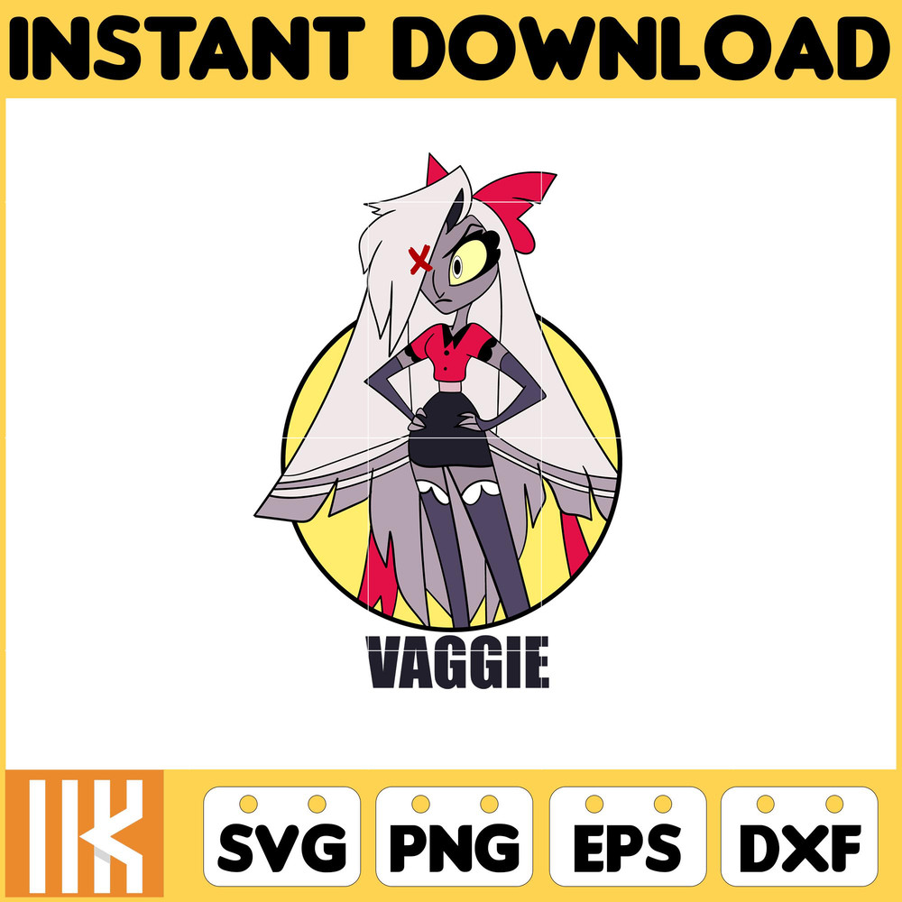 Vaggie Sticker Svg, Editable Angel Dust Hazbin Hotel Head, Coloring Pages Svg, Instant Download.jpg
