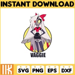 vaggie sticker svg, editable angel dust hazbin hotel head, coloring pages svg, instant download