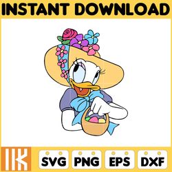 daisy duck easter svg, , silhouette, mickey svg, easter svg, png, mickey and frienda easter svg, instant download (3)