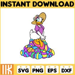 daisy duck easter svg, , silhouette, mickey svg, easter svg, png, mickey and frienda easter svg, instant download (4)