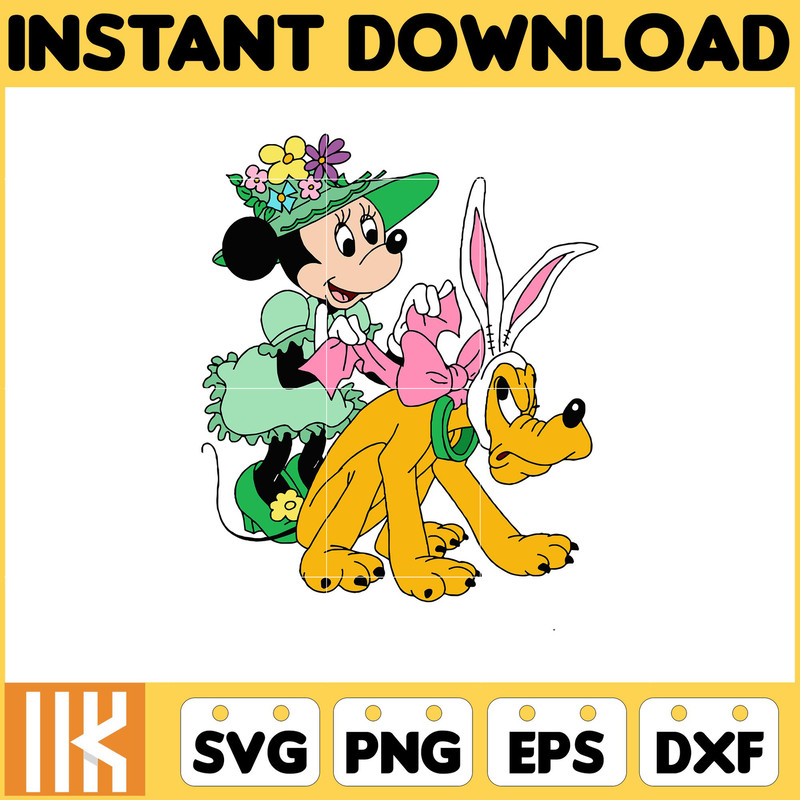 Minnie & Pluto Easter Svg, Easter Svg Cut Files For Cricut, Silhouette, Mickey Svg, Easter Png, Svg, Dxf, Mickey And Frienda Easter Svg, Instant Download.jpg