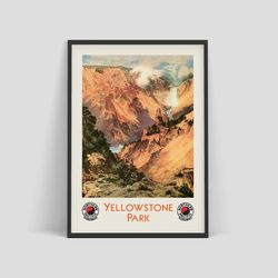 Yellowstone National Park - Vintage travel poster by Thomas Moran for Northern Pacific Railway, 1924