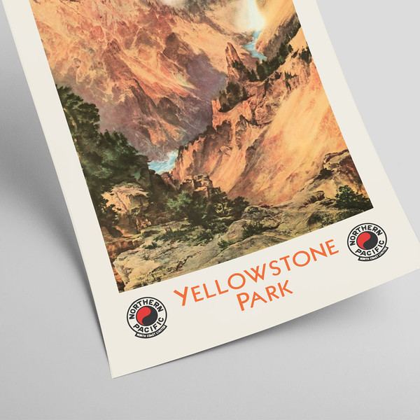 Yellowstone National Park Vintage travel poster by Thomas Moran for Northern Pacific Railway 1924.jpg