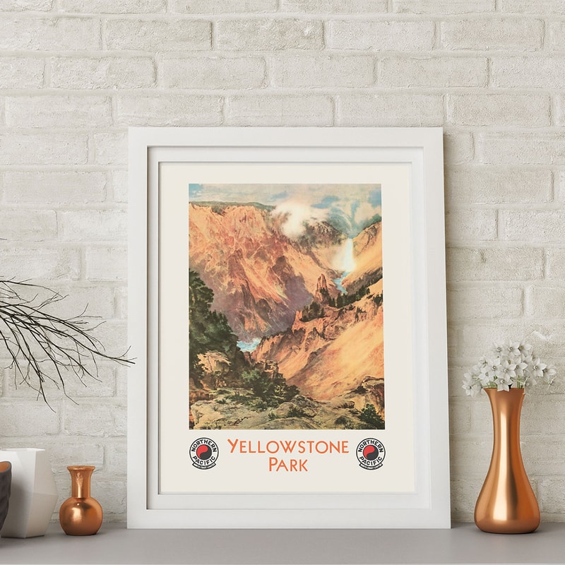 Yellowstone National Park Vintage travel poster by Thomas Moran for Northern Pacific Railway, 1924.jpg
