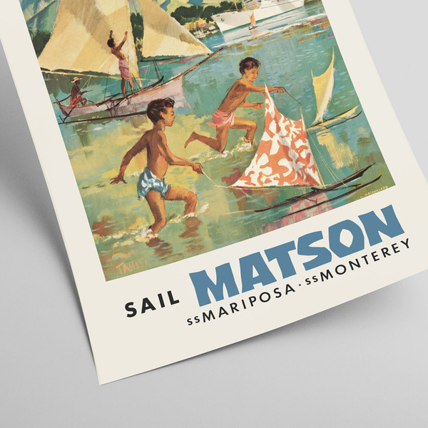 Set of three american travel posters by Matson Lines - Australia, Tahiti and New Zealand, 1950.jpg