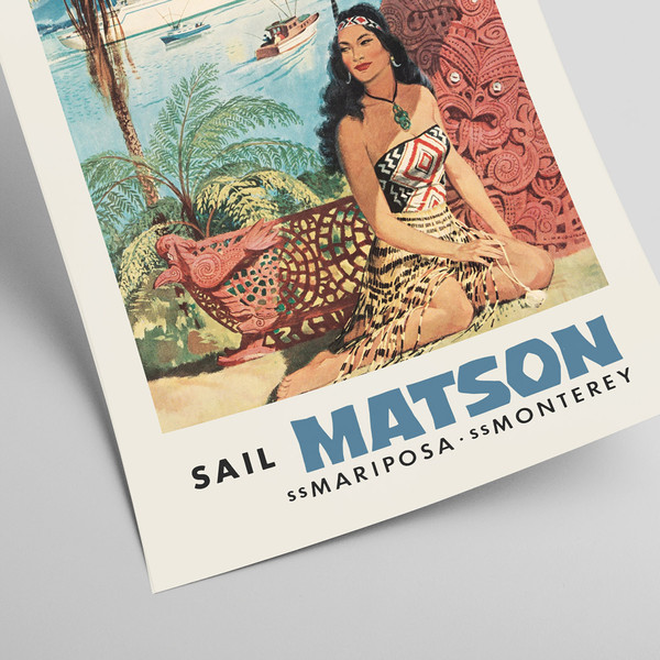 Set of three american travel posters by Matson Lines - Australia, Tahiti and New Zealand.jpg