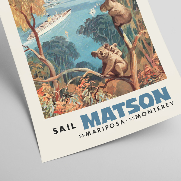 Set of three american travel posters by Matson Lines Australia, Tahiti and New Zealand, 1950s.jpg