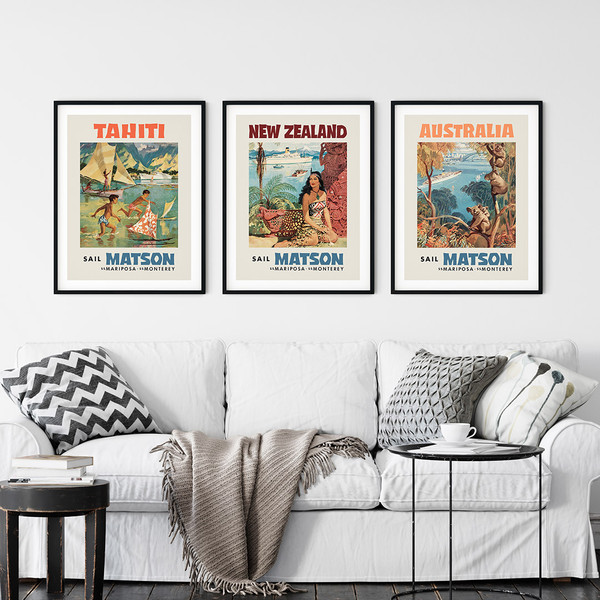 Set of three american travel posters by Matson Lines, 1950s.jpg