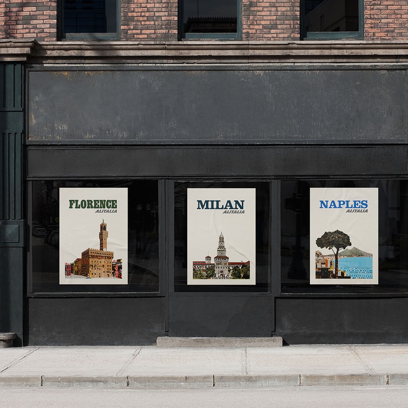 Set of three Italian posters by Alitalia Airlines, 1960s.jpg