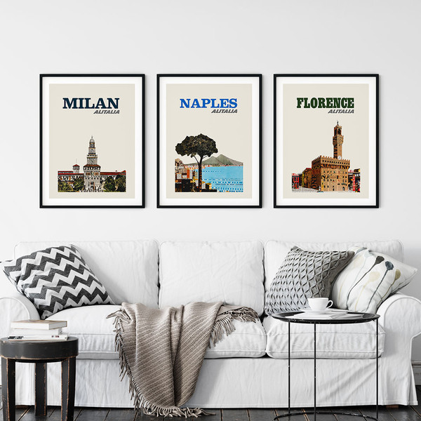 Set of three Italian travel posters by Alitalia Airlines 1960.jpg