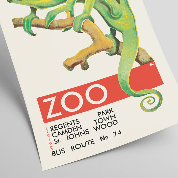 Zoo - Vintage London Underground poster with Chameleon by Oleg Zinger.jpg