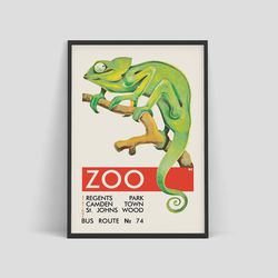 Zoo - Vintage London Underground poster with Chameleon by Oleg Zinger, 1935