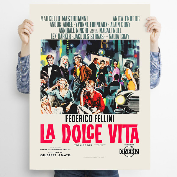 La Dolce Vita by Federico Fellini Vintage movie poster, 1960.jpg