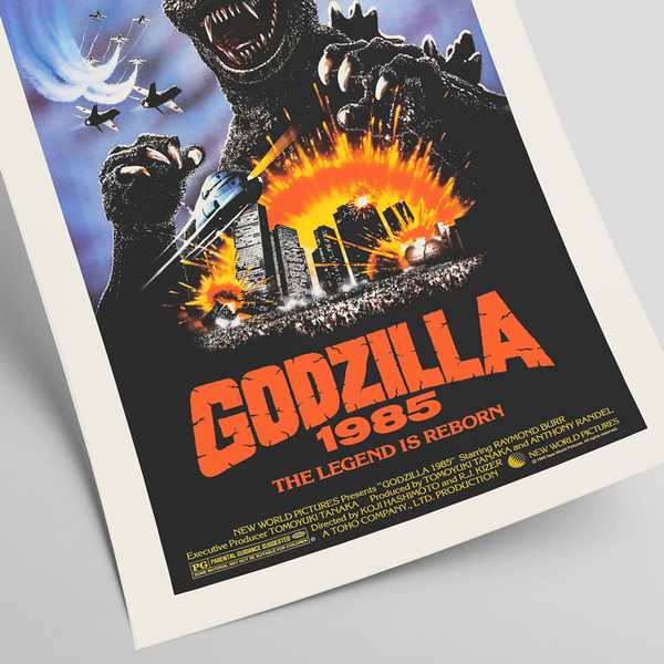 Godzilla 1985 - Retro movie poster directed by Koji Hashimoto and R.J. Kizer.jpg