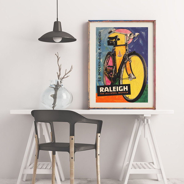 Raleigh Vintage bike advertising poster for the British bicycle manufacturer, 1950.jpg
