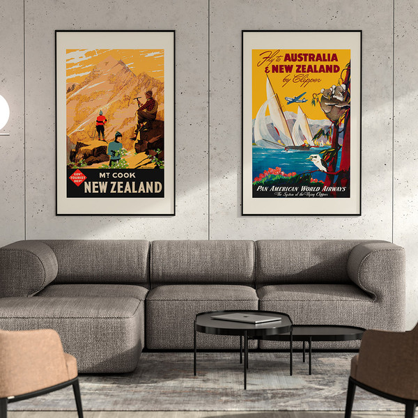 Fly to Australia & New Zealand vintage travel poster by Mark von Arenburg for Pan American Airlines.jpg