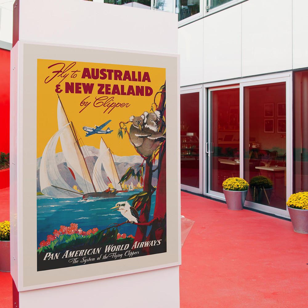 Fly to Australia & New Zealand - vintage travel poster by Mark von Arenburg for Pan American Airlines.jpg