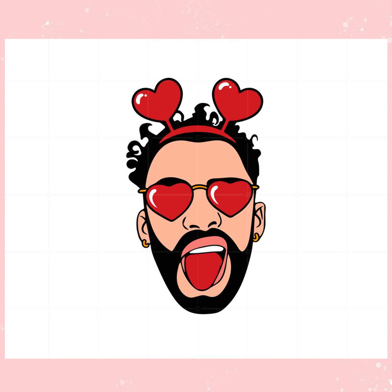Bad Bunny Face Hearts Svg Best Graphic Designs Cutting Files.jpg