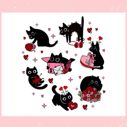 cute black cat valentines day svg, valentine svg,valentine day svg,valentine day,happy valentine