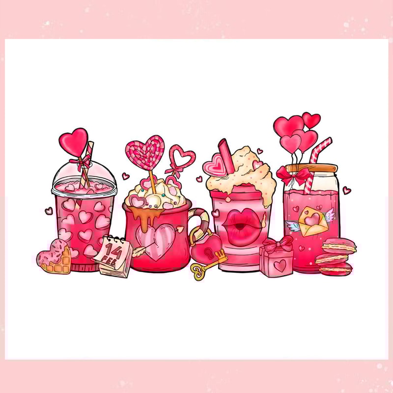 Retro Pink Valentine Coffee PNG.jpg