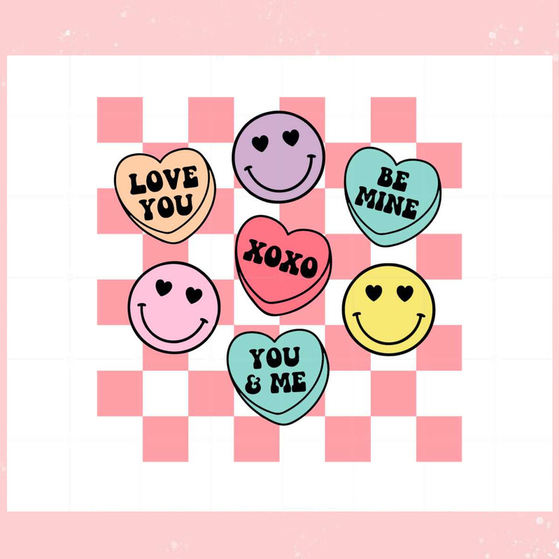 Smiley Candy Hearts Retro Valentines Svg Graphic Designs Files.jpg