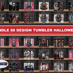 halloween 20oz tumbler wrap bundle ,horror films tumbler wrap png, halloween gifts 89