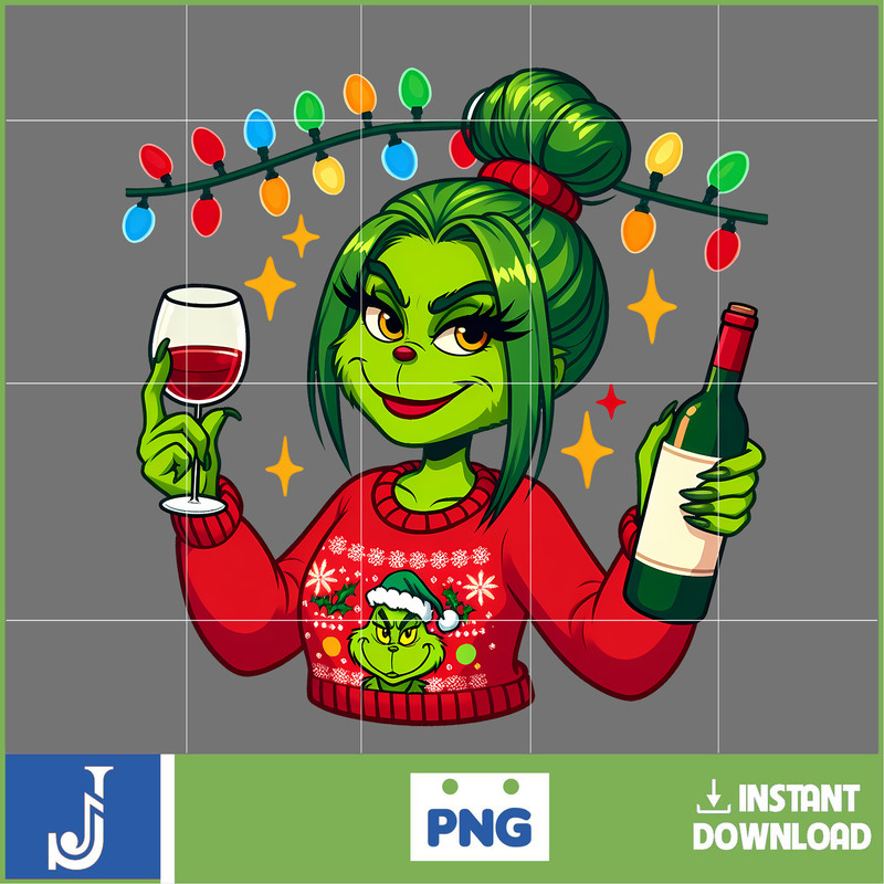 Cute Boujiee Grinc Png, Christmas Grinc Png, Cute Girl Grinh Png, Sublimation (1).jpg