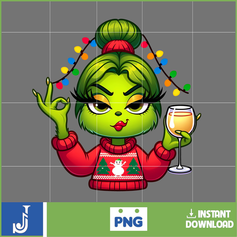 Cute Boujiee Grinc Png, Christmas Grinc Png, Cute Girl Grinh Png, Sublimation (16).jpg