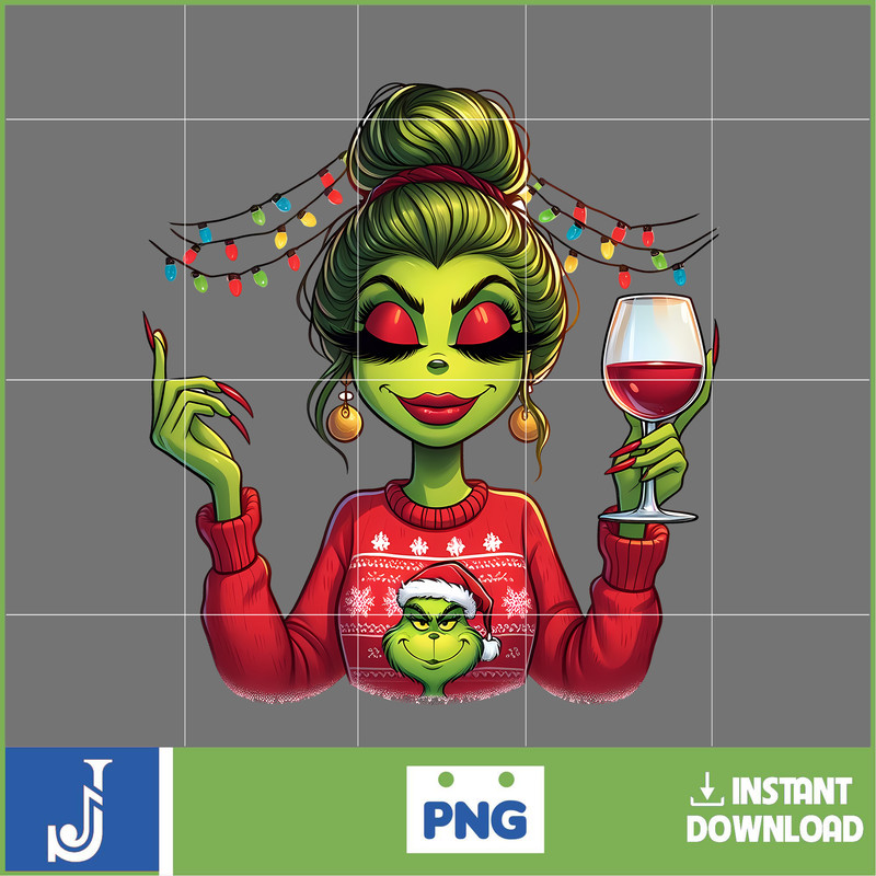Cute Boujiee Grinc Png, Christmas Grinc Png, Cute Girl Grinh Png, Sublimation (3).jpg