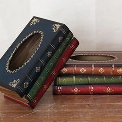 Retro Wood Book Shape Tissue Box Facial Tissue Holders