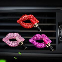 Car Air Outlet Diamond Red Lips Aromatherapy Clip Ornaments Accessories