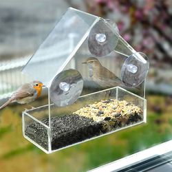House Transparent Window Wild Bird Feeder Outdoor Removable Suction Cups Sliding Automatic