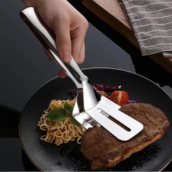 Kitchen Stainless Steel Steak Clamps Grilled Fish Tong
