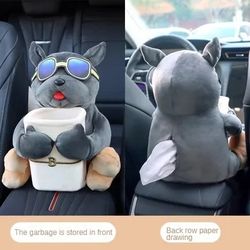 Car Mounted Tissue Box 2-in-1 Cartoon Plush Doll
