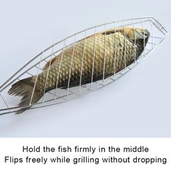 Fish Grilling Basket Flexible Non stick Fish Barbecue Net Clip