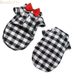Classical Dog T-Shirts Bowtie Plaid Thin Summer Breathable Dog Clothes for Small Large Dogs Chihuahua Puppy Pet Cat Vest