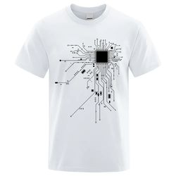 CPU Processor Circuit Diagram T Shirt Men Summer Cotton T-shirt Men's Funny Tops Fashion Tees Homme Brand Unisex Clothes