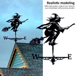Witch Shape Weathercock Metal Weather Resistant Wind Direction Indicator
